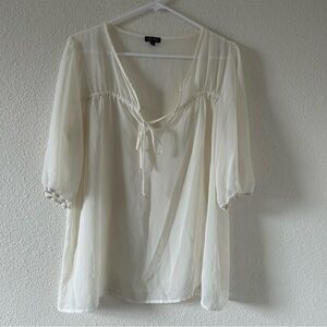 Lily Rose Women’s Sheer Blouse XL Ivory bell Sleeves Peasant Fairy Dainty